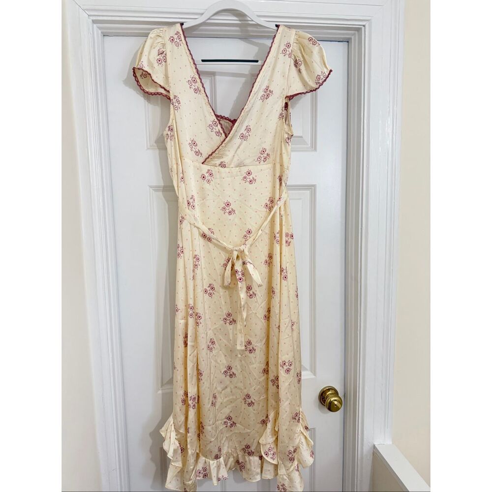 Free People Haven Embroidered Lace Trim Satin Midi Dress - Picture 6 of 11